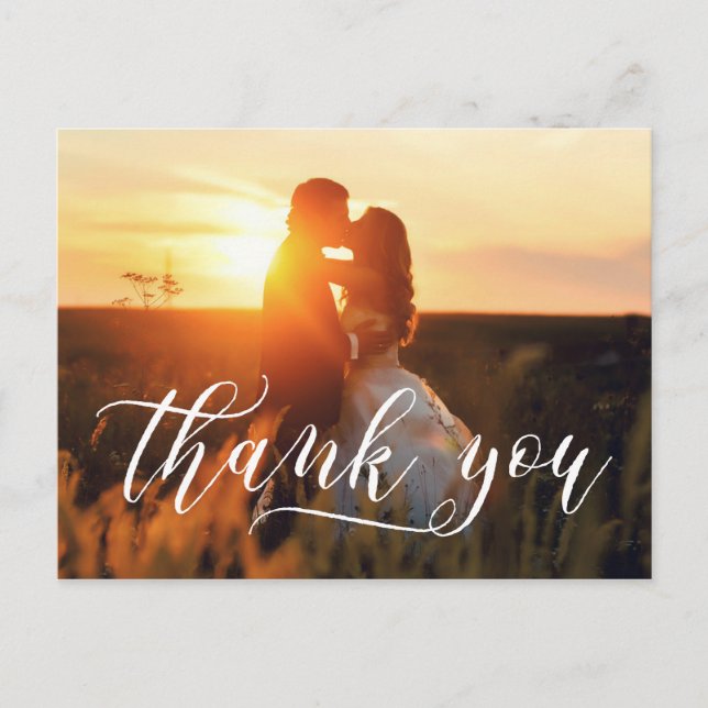 Stylish Script Typography | Wedding Thank You Postcard (Front)