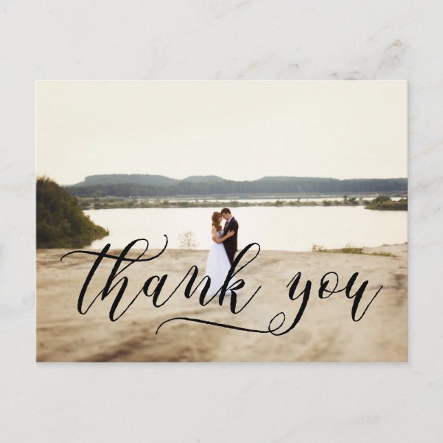 Stylish Script Typography | Wedding Thank You Postcard (Front)