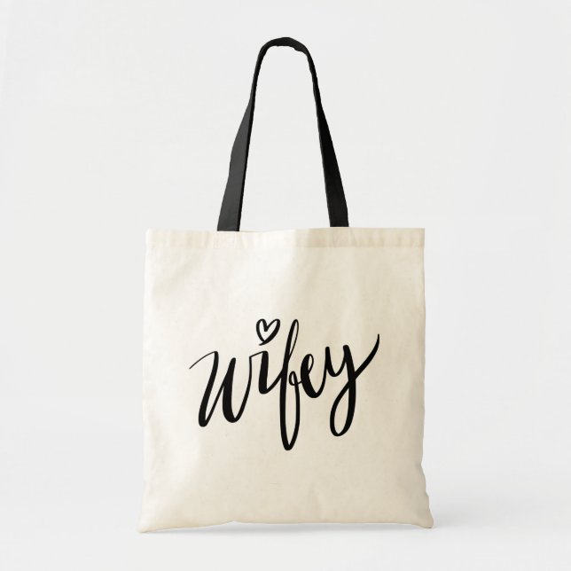 Stylish script typography wifey tote bag for her (Front)