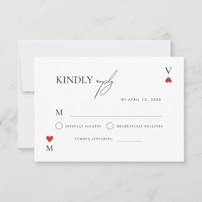 Stylish Script Vegas Casino Wedding RSVP Card (Front)
