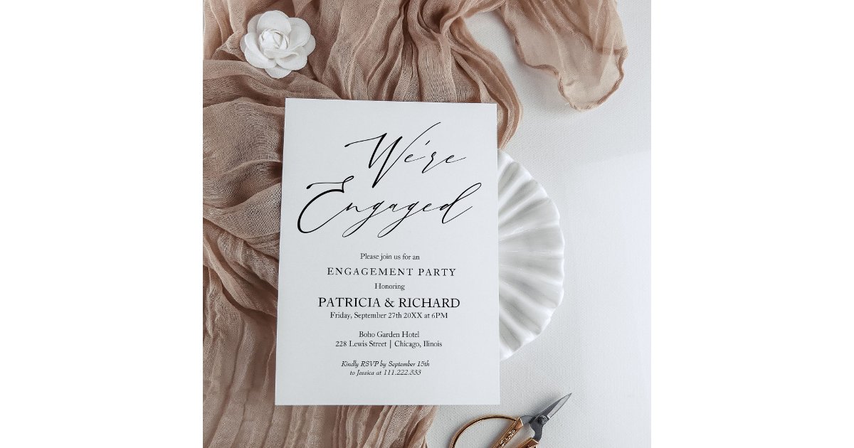 Engagement Script Stylish Script We Are Engaged Engagement Party Invitation | Zazzle