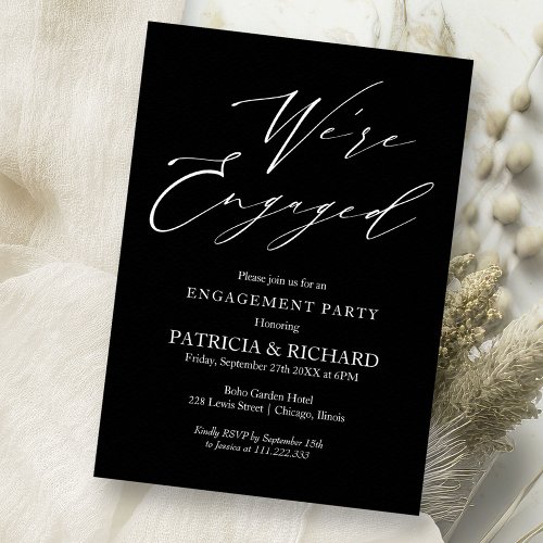 Stylish Script We Are Engaged Engagement Party Invitation