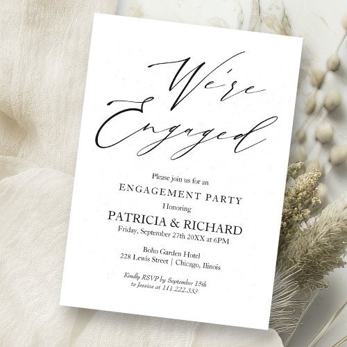 Stylish Script We Are Engaged Engagement Party Invitation