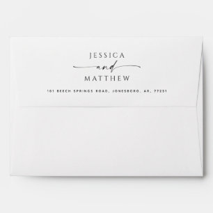 Stylish Script Wedding Elegant Minimalist Modern Envelope