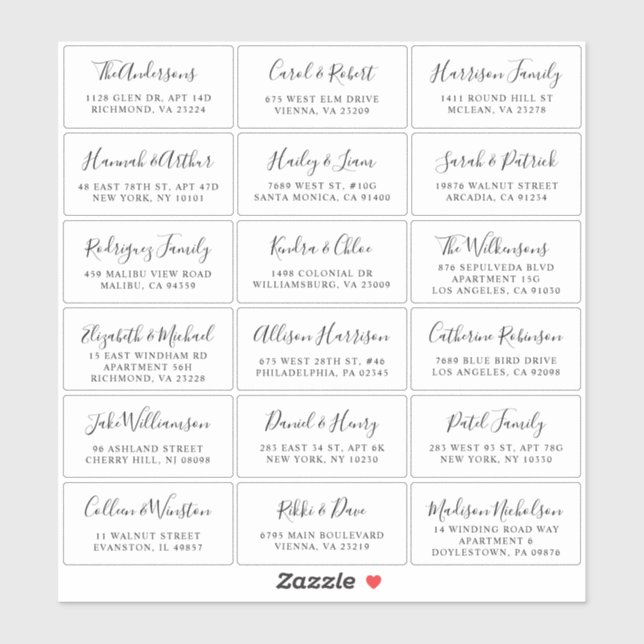 Stylish Script Wedding Guest Address Sticker (Sheet)