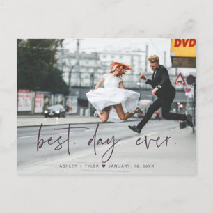 Stylish Script Wedding Photo Thank You Postcard