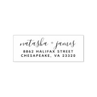 Stylish Script Wedding Return Address Stamp