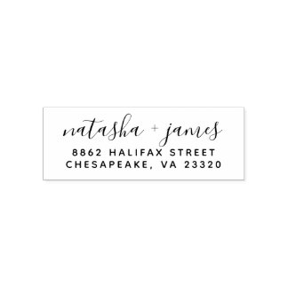 Stylish Script Wedding Return Address Stamp