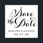 Stylish Script Wedding Save the Date Rubber Stamp<br><div class="desc">Elegant wedding "Save the Date" stamp can be personalized with the bride and groom first names and wedding date.</div>