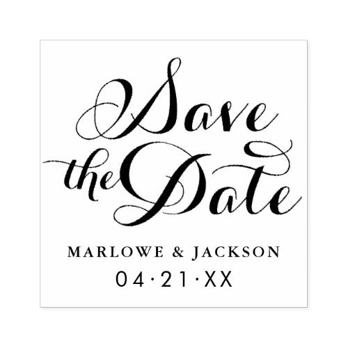 Stylish Script Wedding Save the Date Rubber Stamp