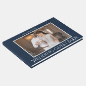 Stylish Script White and Blue | Photo Guest Book | Zazzle