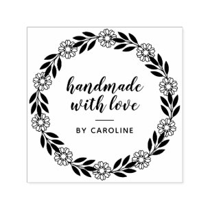 stylish script wreath handmade self-inking stamp