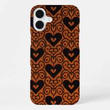 Stylish Scroll and Black Hearts on Copper