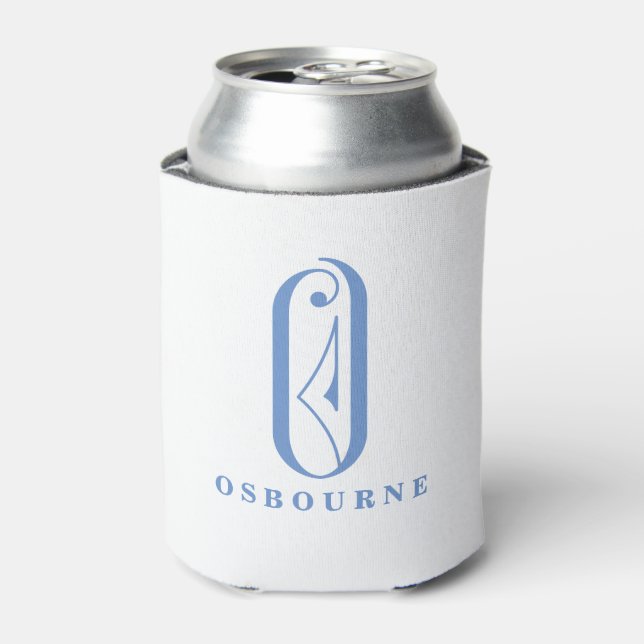 Stylish Scroll Letter O Monogram with Last Name Can Cooler (Can Front)
