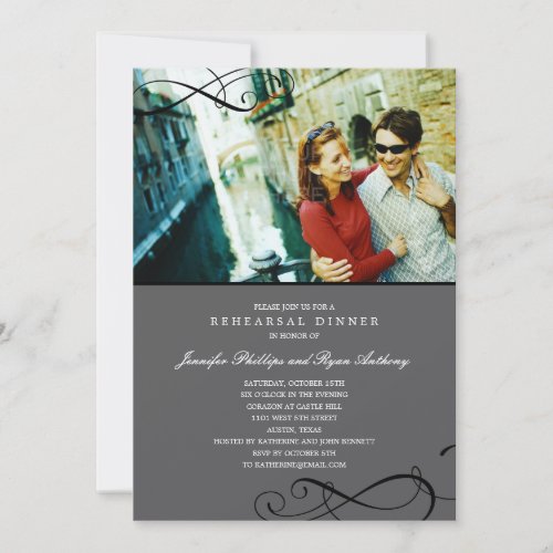 Stylish Scrolls Rehearsal Dinner or Wedding Shower Custom Invitation