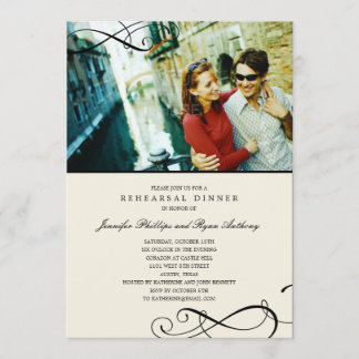Stylish Scrolls Rehearsal Dinner /Wedding Shower Invitation