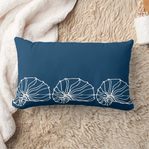 Stylish Sea Shells Pattern _ Teal Blue Ocean Theme Lumbar Pillow