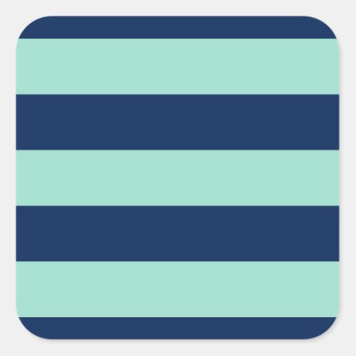 Stylish Seafoam Green and Navy Stripes Square Sticker