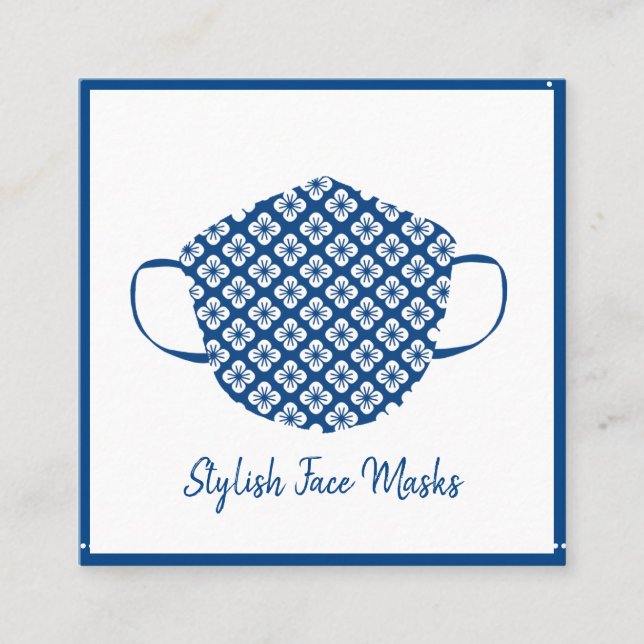Stylish Seamstress Face Covering Mask Designer Square Business Card (Front)