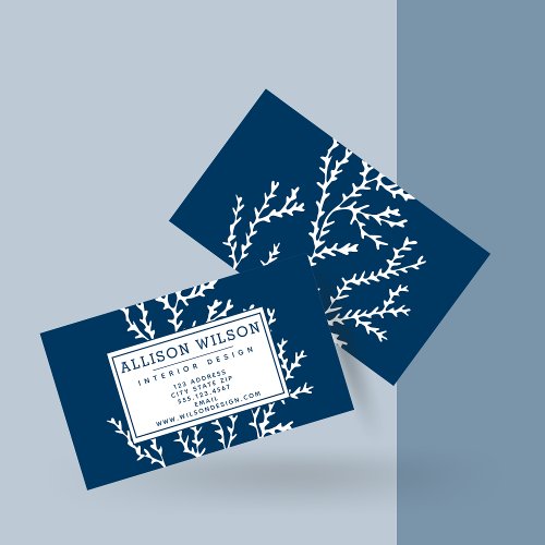 Stylish Seaweed Pattern _ Ocean Theme _ Teal Blue Business Card