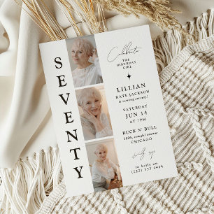 Stylish SEVENTY Photo Strip 70th Birthday Invitation