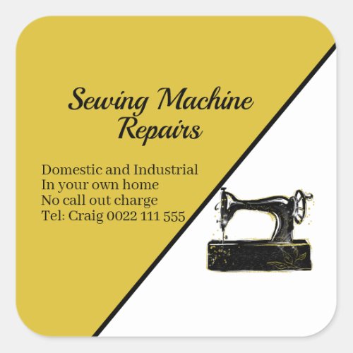 Stylish Sewing Machine Repair Business Square Sticker
