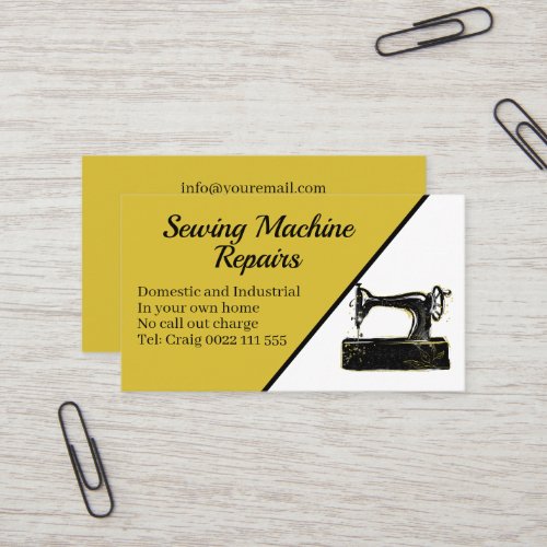 Stylish Sewing Machine Repair QR Code Business Card