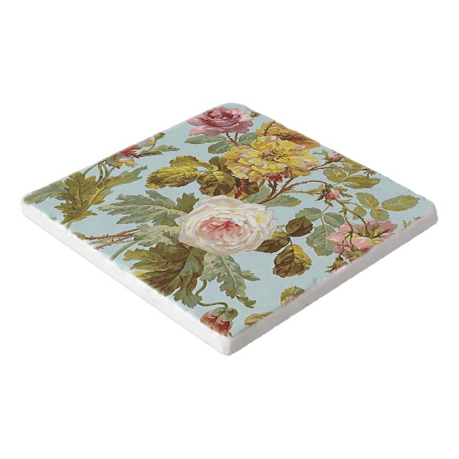 Stylish Shabby Chic Blush Pink Rose Flower Pattern Trivet (Corner)