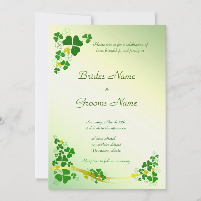 Stylish Shamrock Wedding Invitation (Front)