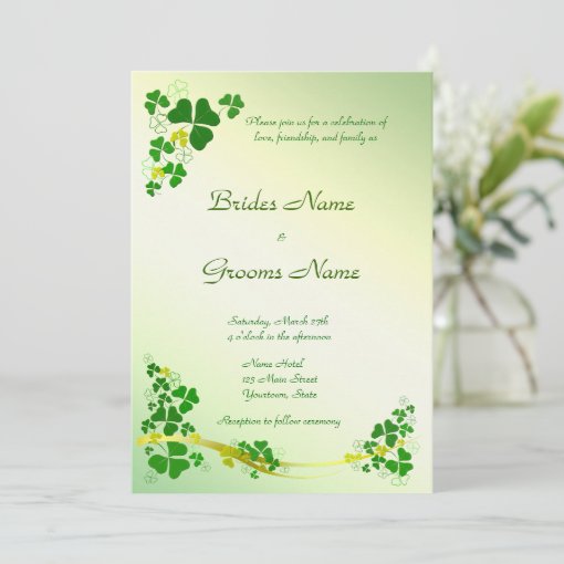 Stylish Shamrock Wedding Invitation Zazzle
