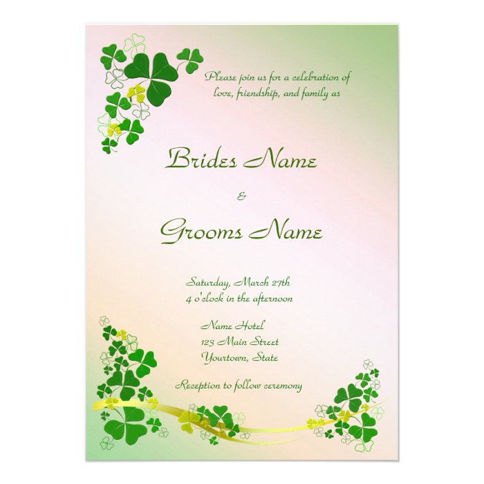 Stylish Shamrock Wedding Invitation