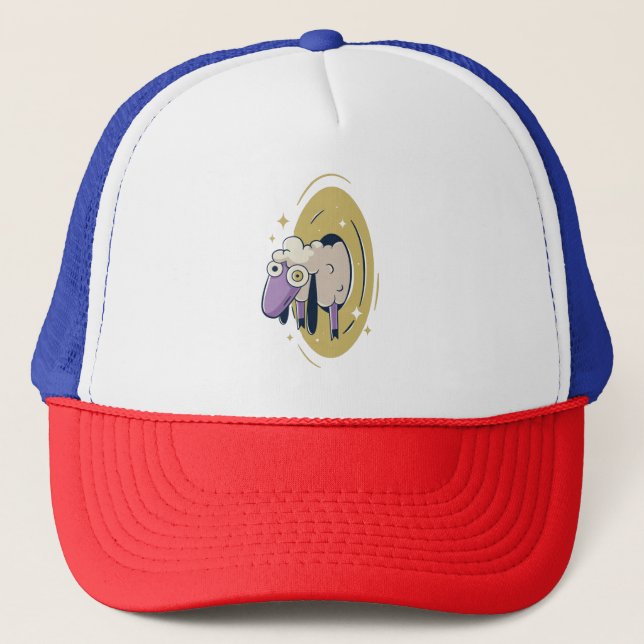 stylish sheep in a portal trucker hat (Front)