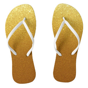 Stylish Shimmering Gold Glitter & Glam Flip Flops