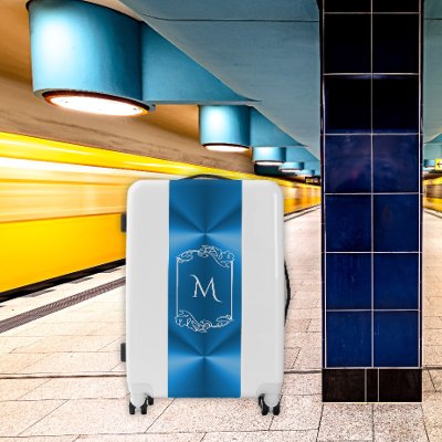 Stylish Shiny Blue Monogrammed