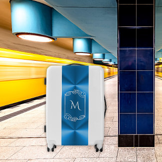Stylish Shiny Blue Monogrammed