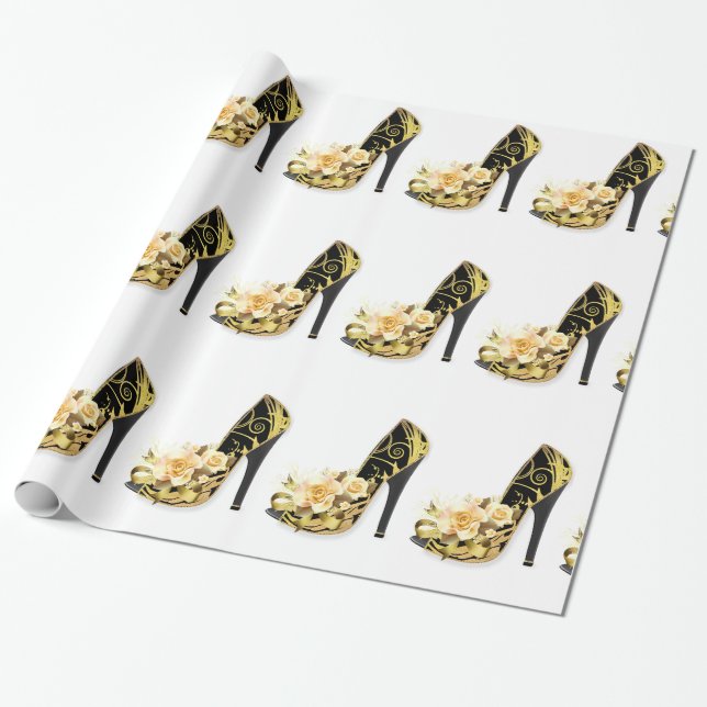 Stylish Shoe Glossy Wrapping Paper, 30" x 6' Wrapping Paper (Unrolled)