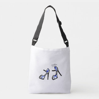 Stylish Shoe Print - Indigo Plaid Crossbody Bag