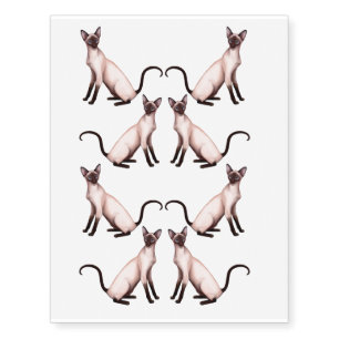 Stylish Siamese Cat Temporary Tattoo