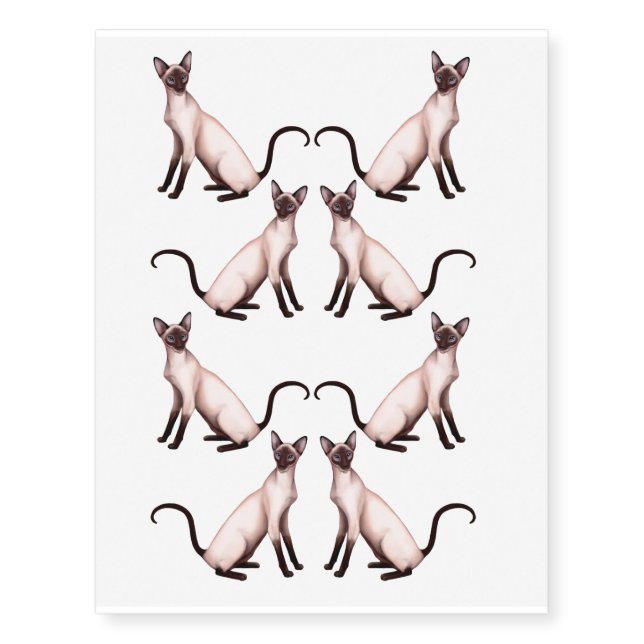 Stylish Siamese Cat Temporary Tattoo (Front)