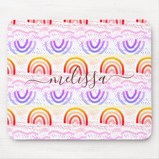 Stylish Signature Ombre Rainbow Pattern Mouse Pad (Front)