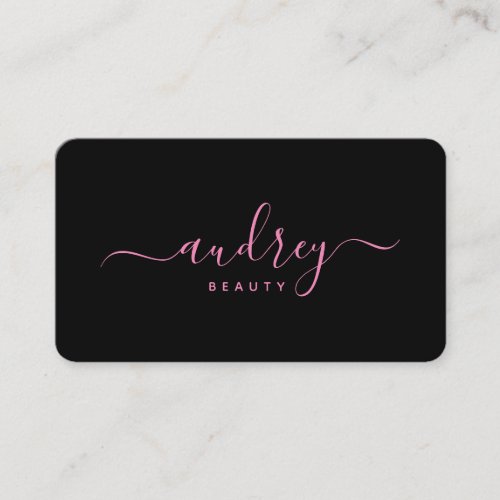 stylish signature pink and black business card