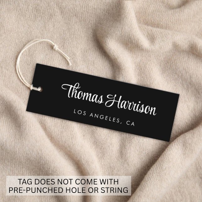 Stylish Signature Script Black Hang Tag (Empower your name in our signature script as your logo and brand identity)