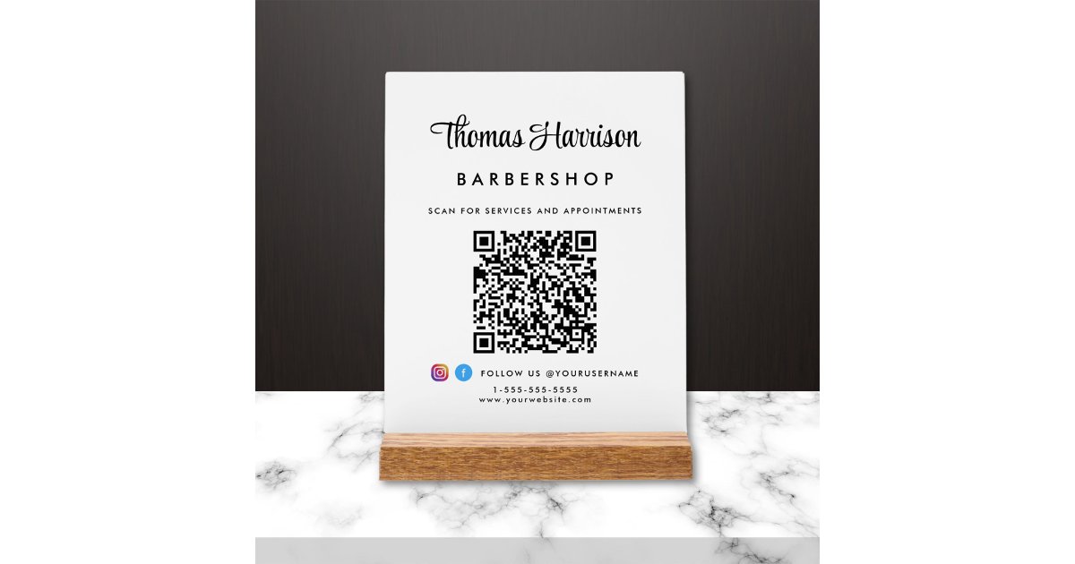 Stylish Signature Script QR Code Business Acrylic Sign | Zazzle