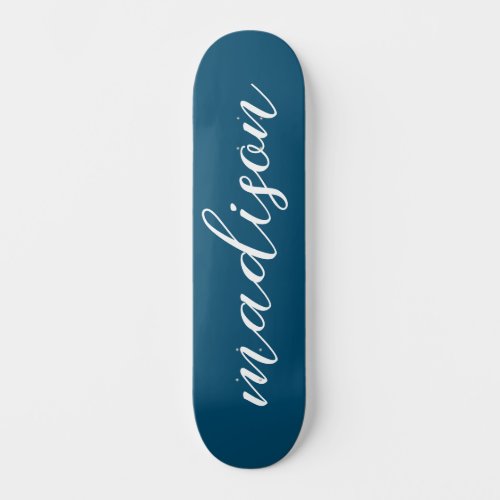 Stylish Signature simple Navy Blue Monogrammed  Skateboard