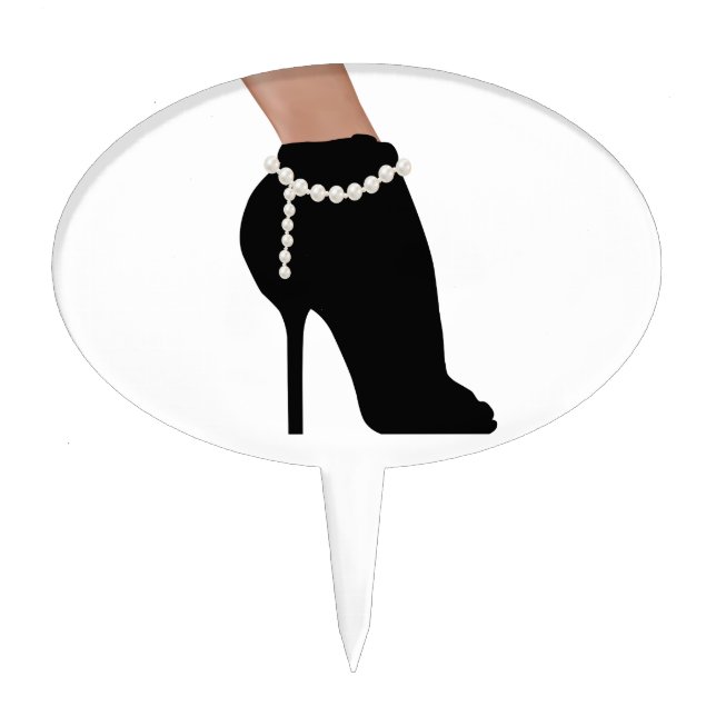 stylish silhouette beautiful woman shoes high heel cake topper (Front)