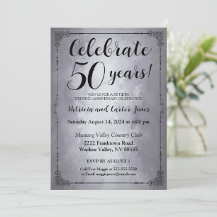 Stylish Silver 50th Anniversary Invitation