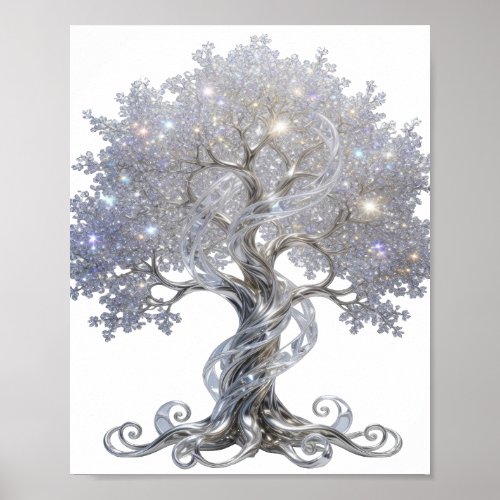 Stylish Silver ABSTRACT ART Design Poster