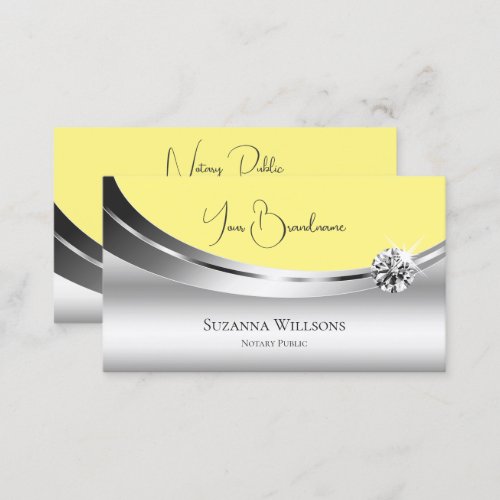 Stylish Silver and Yellow with Sparkled Diamond Business Card