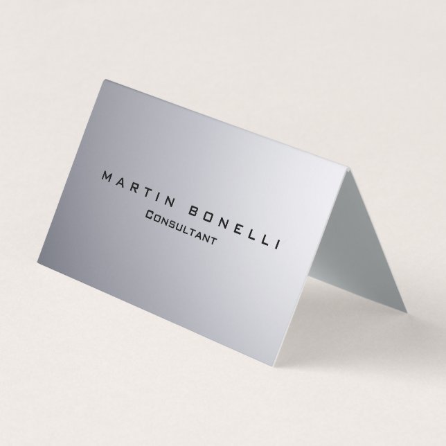 Stylish Silver Background Plain Customizable Business Card (Front)