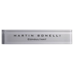 Stylish Silver Background Plain Customizable Desk Name Plate